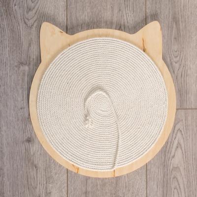 China 2021 Stocked Cat Shape Plywood Base And Modern Cotton Rope Cat Furniture Cat Scratch for sale