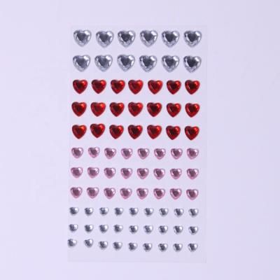 China Waterproof+Eco-friendly Heart Shape Sticker Diamond Sticker Sheets Rhinestone Crystal Gem Sticker for sale