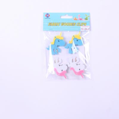 China Home Hot Sale Mini Unicorn Kids Cartoon Wooden Deco Clips, Felt Clips for sale