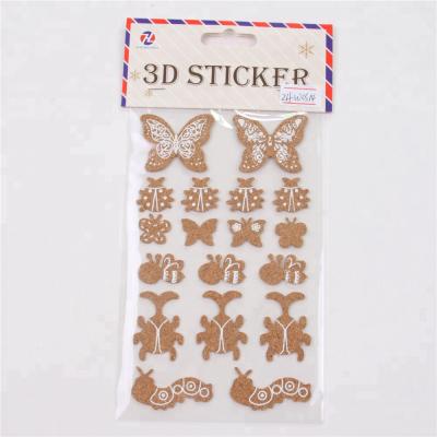 China Cute Design Temporary DIY Cork Butterfly 3D Star Decorative Adhesive Sticker For Promotion for sale