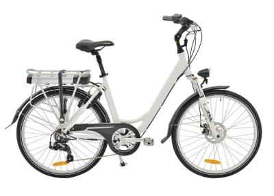 China Womens 26 Inch Electric City Bicycle With Lithium Battery On Rear Rack for sale