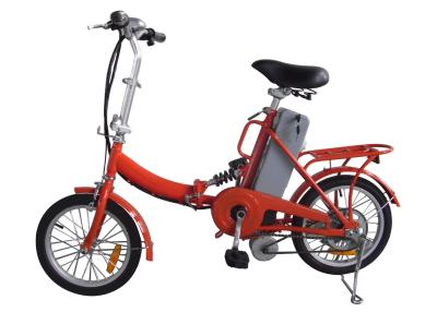 China Girls Red color 16 inch folding bike , e bike 24v 10Ah Lead-acid battery for sale