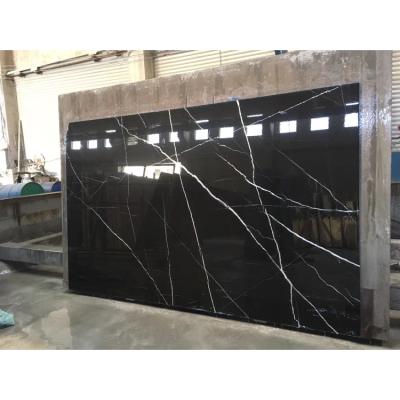 China Modern Factory Precision Deck Wall Cladding Belgium Black Nero Marquina Tiles Floor Nature Stone Marble for sale