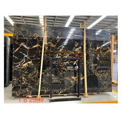 China Modern Chinese Polished Italian Black Vein Marble Slab Tile Athens Portoro Gold Stone And Gold Marble For Home Decor for sale