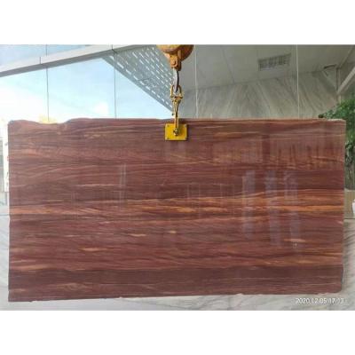 China Marble Wood Look Factory Polished Brown Wood Texture Wood Texture Marble Panel Red Wood Grain Red Marble Flooring Price for sale