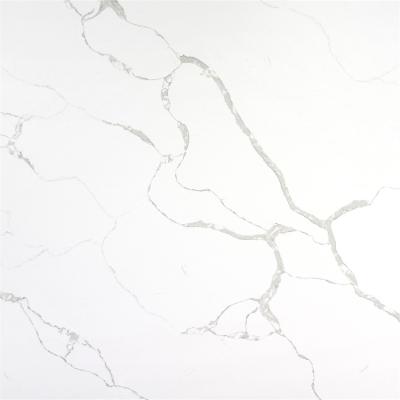 China Wholesale Modern Super White Chinese Artificial Marble Slab Calacatta Quartz For Kitchen for sale