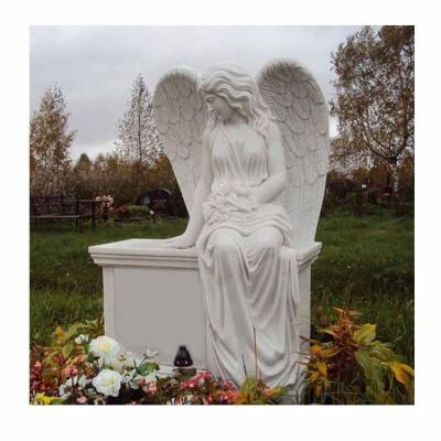 China Angel Cemetery Monuments And Headstones Modern White Granite Marble Angels Headstone Monument Tombstones for sale