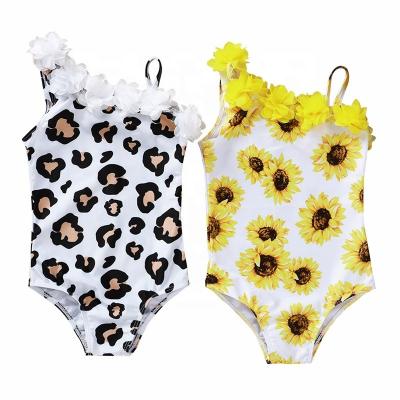 China Other Summer Kids Clothing Sunflower Leopard Rompers Beach Dancer Tights Swimwear Swimming Clothes For Babies for sale