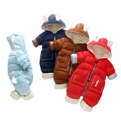 China New Cotton Baby Pajamas Style Casual Cute One-Piece Romper Winter Pure Color Baby Clothes for sale