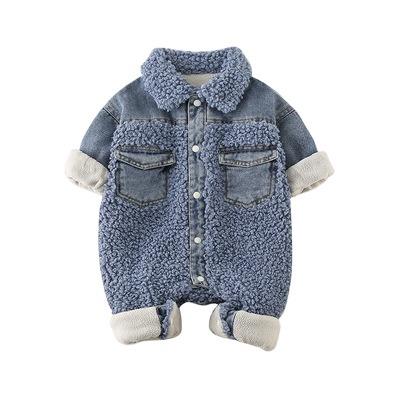 China Lovely winter fashion new style baby romper denim cute baby clothes velvet one-piece pajamas wholesale baby for sale