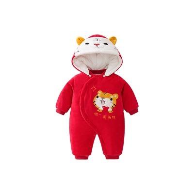 China Winter Style New Cotton Velvet Baby Romper Cute Animal One-Piece Pajamas Wholesale Casual Baby Printing Baby Clothes for sale