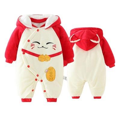 China New Fashion Lovely Winter Baby Overalls Cotton Cartoon Flannel Pajamas 100% Long Sleeved Baby Clothes for sale