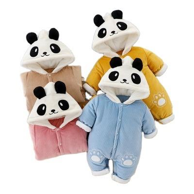 China Cute Romper Panda Modeling Baby Clothes Lovely Winter Style Baby New Velvet One-Piece Pajamas Wholesale Baby for sale