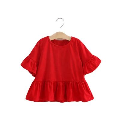 China Spring Compressed/Summer Cotton Soft Casual Red Medium Sleeve T-Shirt for sale