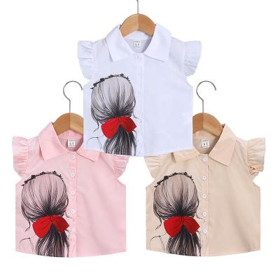 China New Summer Girls Fly White Sleeve Portrait Top Realistic T-Shirt Anti-Shrink Suitable For Daily Parties for sale