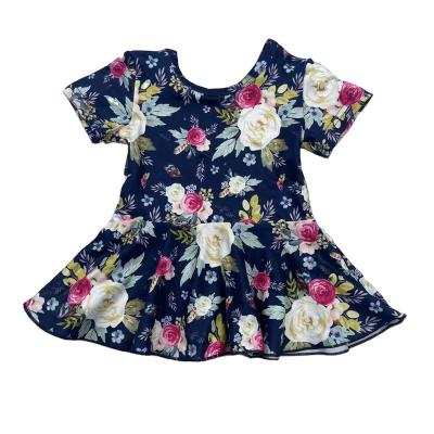 China wholesale Anti-wrinkle babies sleeveless cotton peplum chinese style princess floral printed top dress for sale