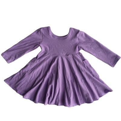 China Wholesale Anti-wrinkle summer multicolor optional girls new long sleeve solid cotton twirl dress soft princess Girls Top for sale