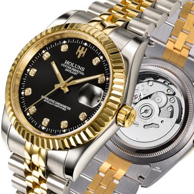 China Full day/date holuns 100 holuns automatic mechanical men's watch HLS001 Japanese gold movement stainless steel waterproof casual men for sale