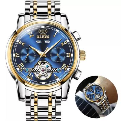 China Luminous Clock Relogio Masculino 6607 Calendar Date Automatic Mechanical Men's Week Tourbillon Date OLEVS Business Automatic Watch Men for sale