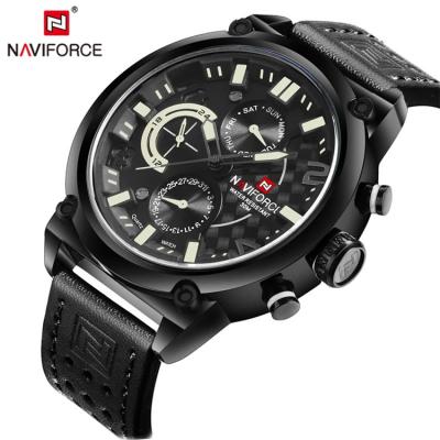 China Auto Date Top Brand NAVIFORCE Men Watch Date Week Sport Men Watches Luxury Military Business Quartz Clock Genuine Leather Male Gift 9068 for sale