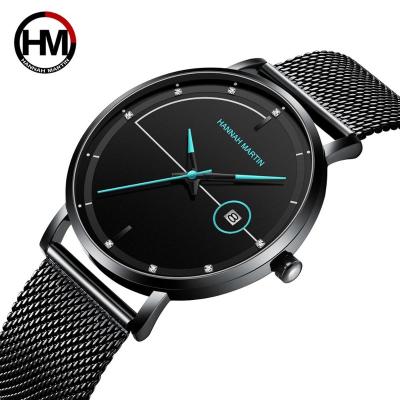 China Hannah Martin 10101 Stainless Steel Day/Date Watch Simple Quartz Casual Sport Watches Men Ultra Slim Waterproof Male Wrist Wrist Watch for sale