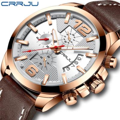 China Relogio Date CRRJU 2285 Calendar Brand Watch Automatic Top Luxury Multi Function Chronograph Wristwatch Leather Strap Elegant Watch for sale