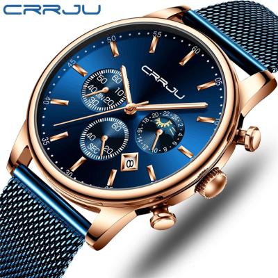 China New Fashion Men's Watches Relogio Masculino CRRJU 2266 Automatic Date Watch Men With Stainless Steel Sports Chronograph Quartz Luxury Watch for sale