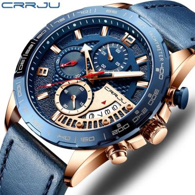 China CRRJU 2281 L Chronograph Luxury Brand New Top Quartz Male Clock Fashion Chronograph Sports Watch Waterproof Leather Wristwatch Correa Reloj for sale