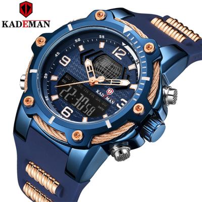 China Kademan K9055G New Arrival Brand Men's Sports Watch Waterproof Display Rubber Dual Mode LED Strap Military Quartz Wrist Watch for sale