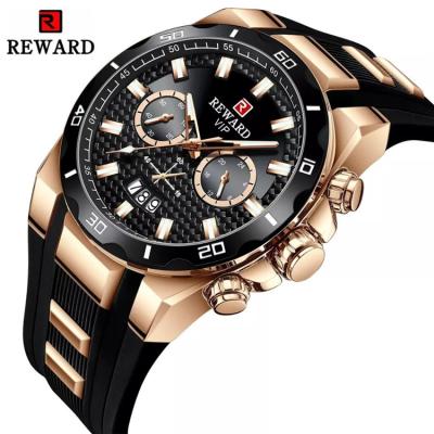 China 2021 REWARD brand modern top men's watches automatic date fashion sport silicone strap watch men's quartz chronograph clock RD83008M for sale