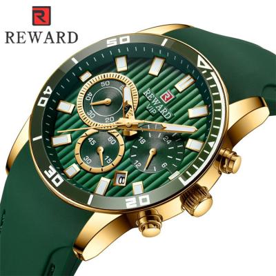 China Date REWARD RD83005M New Watches Men Automatic Chronograph Sport Watches High Quality Silicone Strap Quartz Wristwatch Relogio Masculino for sale