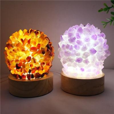 China Feng Shui Wholesale Crystal Craft Table Lamp Healing Tumble Stone Rose Quartz Agate Amethyst Gravel Chips Natural Decoration for sale