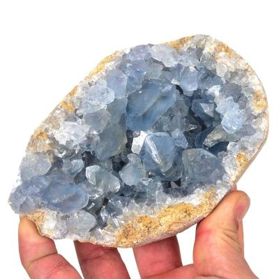 China Wholesale Natural Blue Crystal Geode Mineral Specimen Group Europe Celestite Raw Rough For Decoration Healing Gift for sale