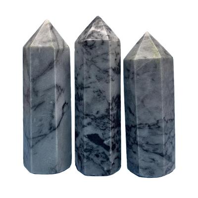 China China Wholesale Natural Black Net Stone Crystal Quartz Polished Turn Point Healing Energy Witchy Wand Gift Bulk Spiritual Home Decor for sale