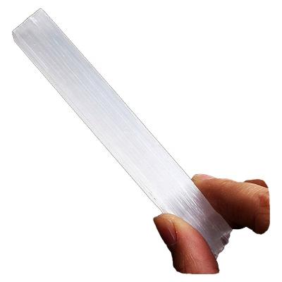 China Wholesale Natural Raw Healing Wand Stick Selenite Energy Reiki Gemstone Folk Art Gypsum Point Stone Crystal Quartz for sale