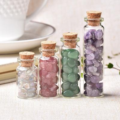 China Feng Shui Wholesale Natural Crystal Open Bottle Healing Glass Wish Chips Polished Stone Drift Gift for sale