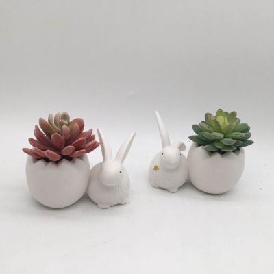 China Lowest Price Eco-friendly White Porcelain Decoration Easter Bunny Ceramic Flower Pot for sale