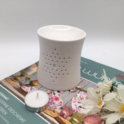 China Wholesale eco-friendly matte white tealight candle ceramic oil burner for home decoration for sale