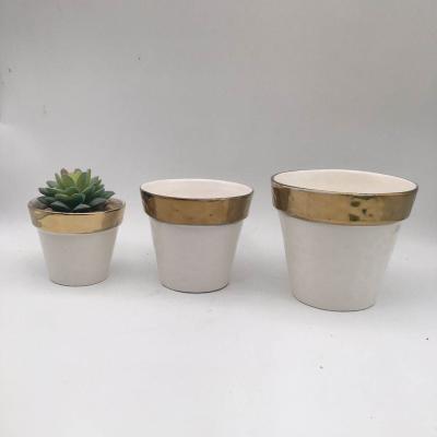 China Round Shape Eco - Friendly Hot Selling Porcelain Plated Succulent Pot Decoration for sale