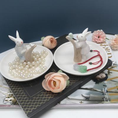 China 2020 Eco - Friendly New Design Porcelain Jewelry Dish With Rabbit for sale