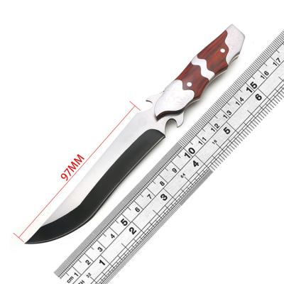 China Non-variable Outdoor Long Color Knife Stainless Steel Hunting Knife+Wooden Straight Handle Saber Knife Survival Tactical Wood Knife for sale