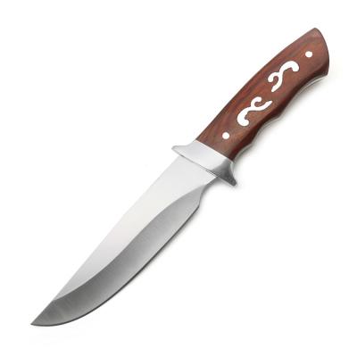 China Non-variable Blade Fixed Color Stainless Steel Wooden Handle Hunting Straight Outdoor Knife EDC Cutter for sale