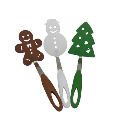 China Viable Hot Sale Christmas Gift Set Promotion Best Choice Tree Gingerbread Man Shaped Snowman Slotted Turner Nylon Sets for sale