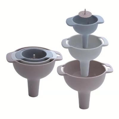 China New Sustainable Hot Selling Food Grade PP Head Plastic 4 Piece Kitchen Funnel Sets for sale