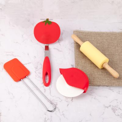 China Bakeware Nylon Set Turner Pizza Cutter Pizza Pin Spatula Tools Cake Safe Heat Resistant High Level Silicone 4 Pieces for sale