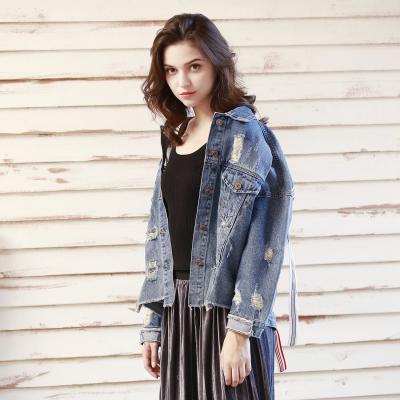 China Washed Light Blue Loose Denim Blazer For Women for sale