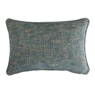 China Portable Custom Rectangle Throw Pillow 45cm 31cm Blue Chenille Size Pillow With Piping for sale