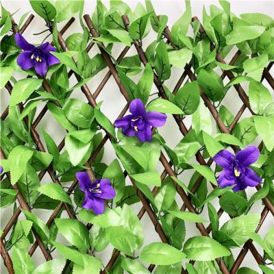 China Easily Assembled Artificial Artificial Leaf Wall Fence to Balcony with 24 Flowers for sale