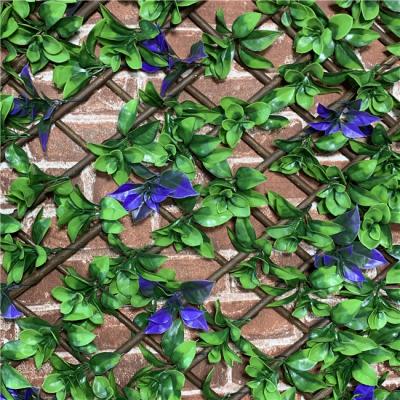 China Easily Assembled To The Balcony Artificial Vertical Leaf Wall Garden Artificial Fence With 24 Flowers for sale