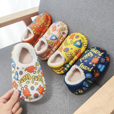 China Fashion Trend Winter Slippers Waterproof Cartoon Printing Cute Children Winter Indoor Slippers Warm Indoor Slippers for sale